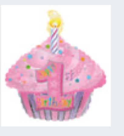 22” 1st birthday pink cupcake Mylar balloon