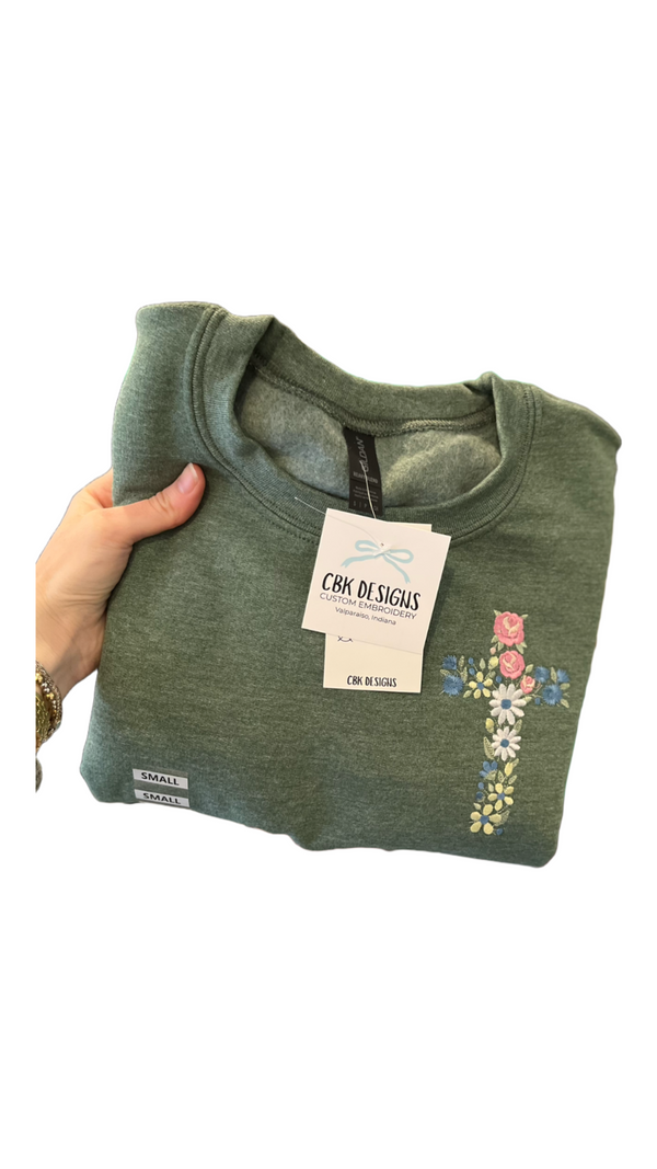 CBK Floral Cross Crewneck