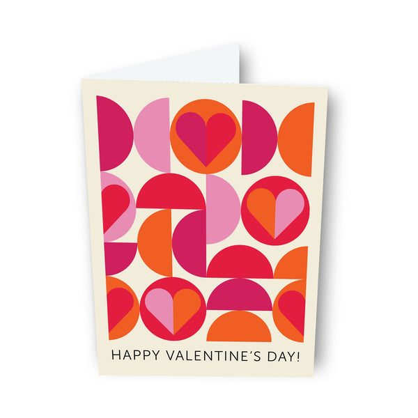 Sapori- Semicircles + Hearts Modern Valentine Greeting Card