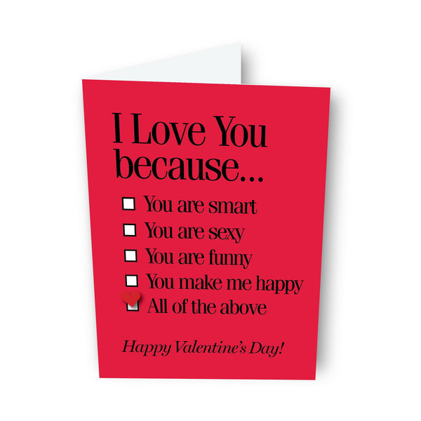 Sapori- I Love You Checklist Valentine Greeting Card