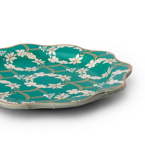 Emerald Green Rococo Dinner Plates, 8pk