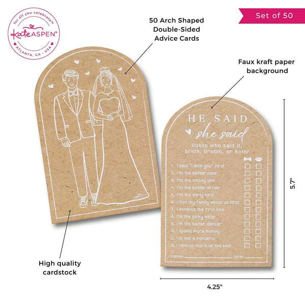 Wedding & Bridal Shower Activity - He Said She Said Game