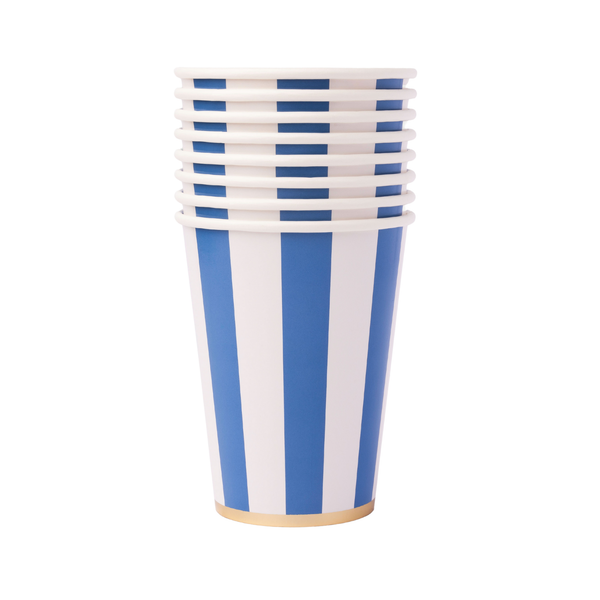 Palisades Blue Signature Cabana Stripe Cups, 8pk