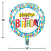 Bright Birthday Mylar Balloon, 1pk