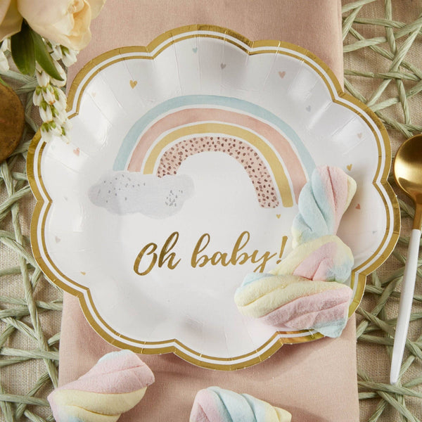 Boho Rainbow Baby Dessert Plate, 16pk