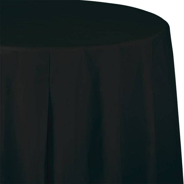 Black Velvet Round 82 inch Plastic Table Covers, 1/Pkg