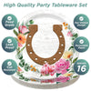 Horseshoe Floral Dessert Plates, 16pk