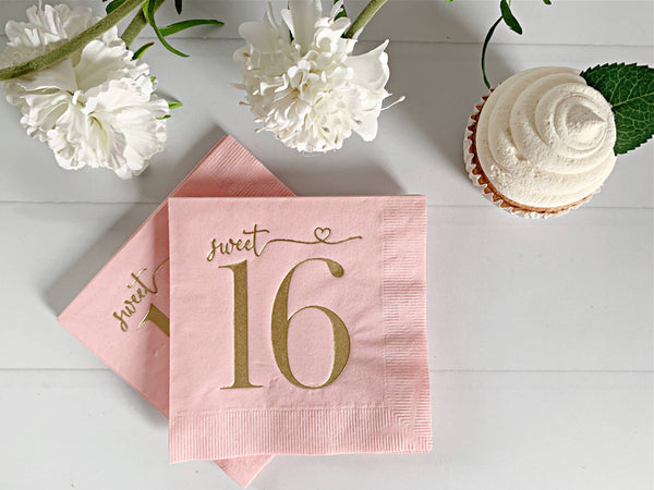 Sweet 16 Blush Pink Cocktail Napkins, 16 pk