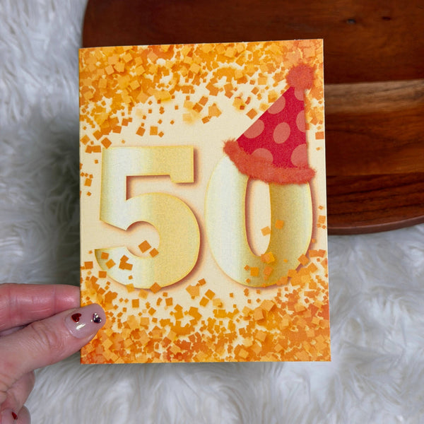 50th Party Hat Milestone Birthday greeting card
