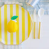 Soleil Yellow Cabana Signature Stripe Dinner Plates, 8pk