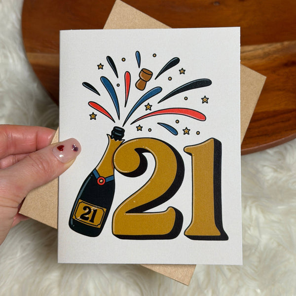 21st Champagne Celebration Milestone Birthday Greeting Card