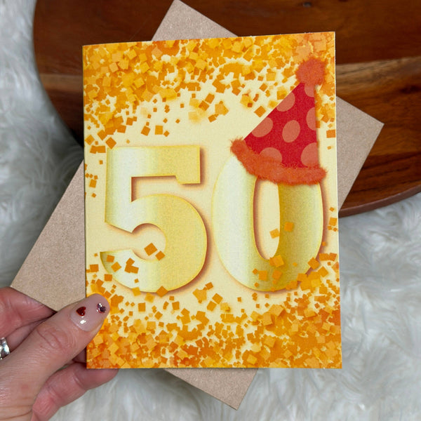50th Party Hat Milestone Birthday greeting card
