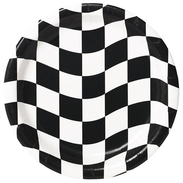 Black and White Check Dinner Plates, 8pk