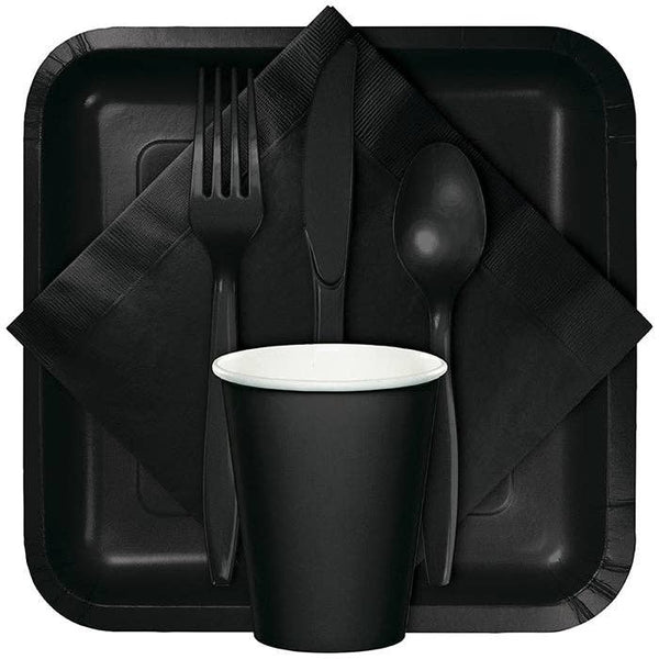 Black Assorted Plastic Cutlery, 24pk