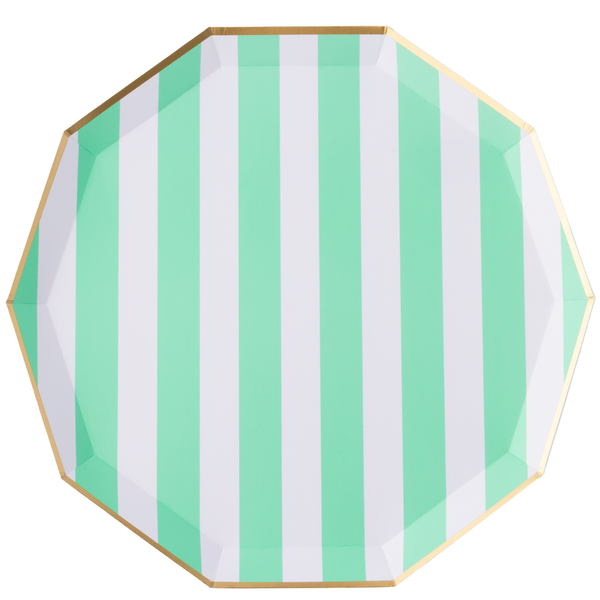Fresh Mint Signature Cabana Stripe Dinner Plates, 8pk