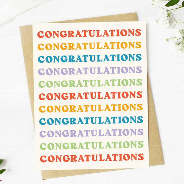 Congratulations Multicolor Stack Text Greeting Card