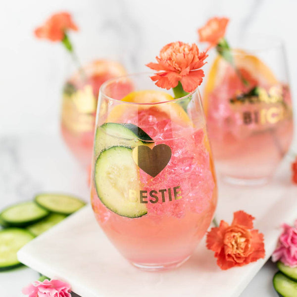Bestie Stemless Wine Glass