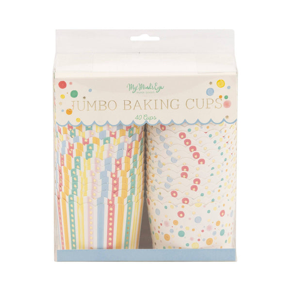 Primary Watercolor Dots/Stripes Baking Cup, 40pk