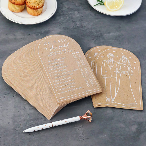 Wedding & Bridal Shower Activity - He Said She Said Game