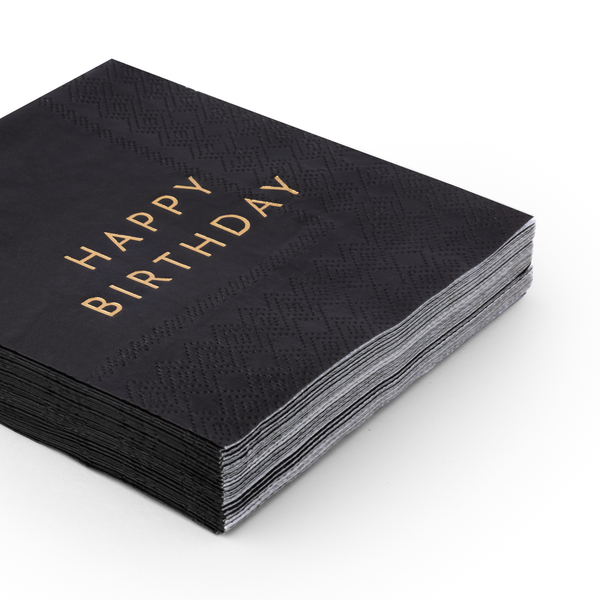 Black Happy Birthday Cocktail Napkins, 20pk