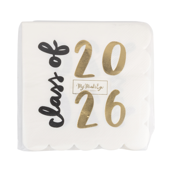 Foiled Class of 2026 Scallop Cocktail Napkins, 18pk