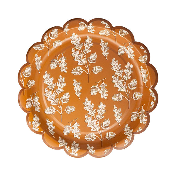 Acorns Scalloped Circle Paper Plate, 8pk