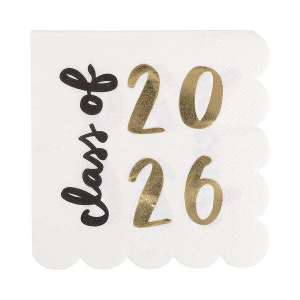 Foiled Class of 2026 Scallop Cocktail Napkins, 18pk