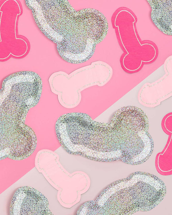 Penis Foil Party Plates, 25pk