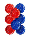 Red/Blue Sparklers Scallop Plates, 8pk