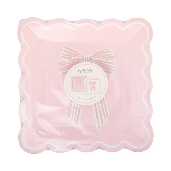 Large Pink Bows Dinner Plate, 8pk