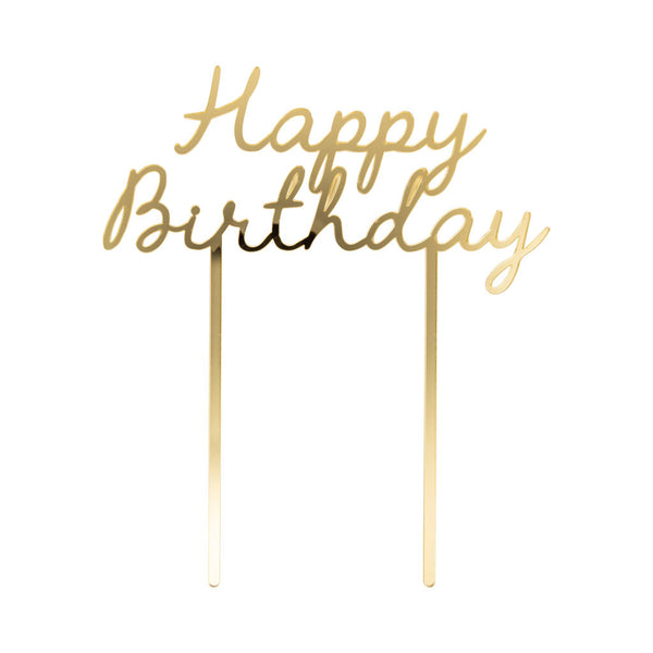Gold Happy Birthday Cake Topper