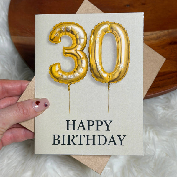 30th Balloons Milestone Happy Birthday greeting card