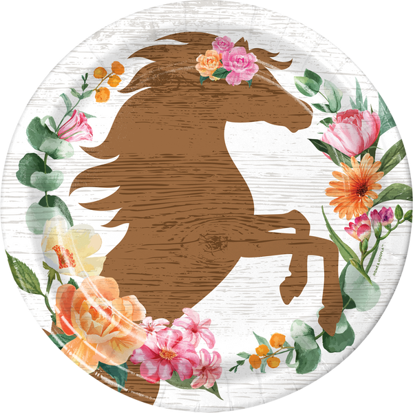 Horseshoe Floral Dinner Plates, 16pk